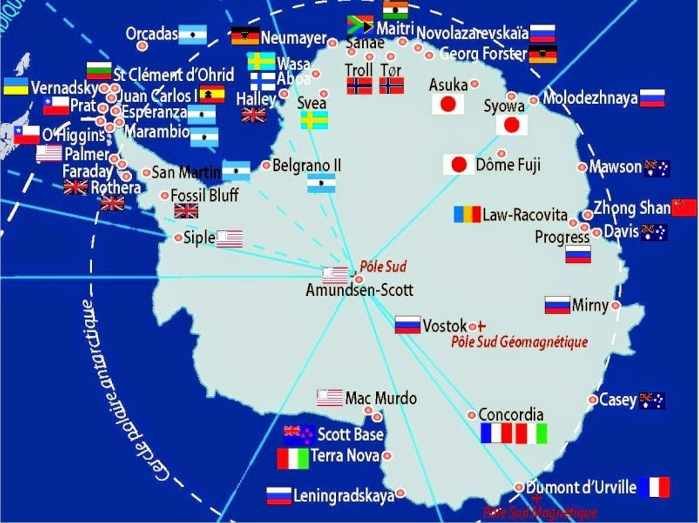 Map of Antarctic Bases